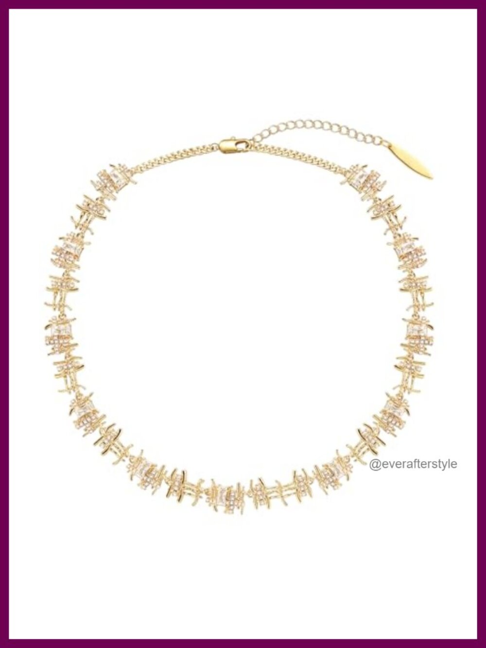 Chunky Braided Chain Necklace 18K Gold Plated Cubic Zirconia Choker Handmade
